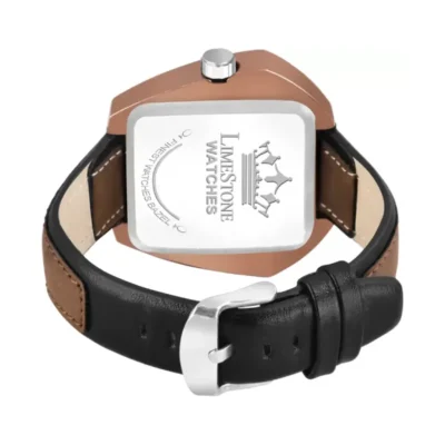 Limestone LUXE139 Hexagonal Brown Dial Brown Leather Strap Analog Watch for Men